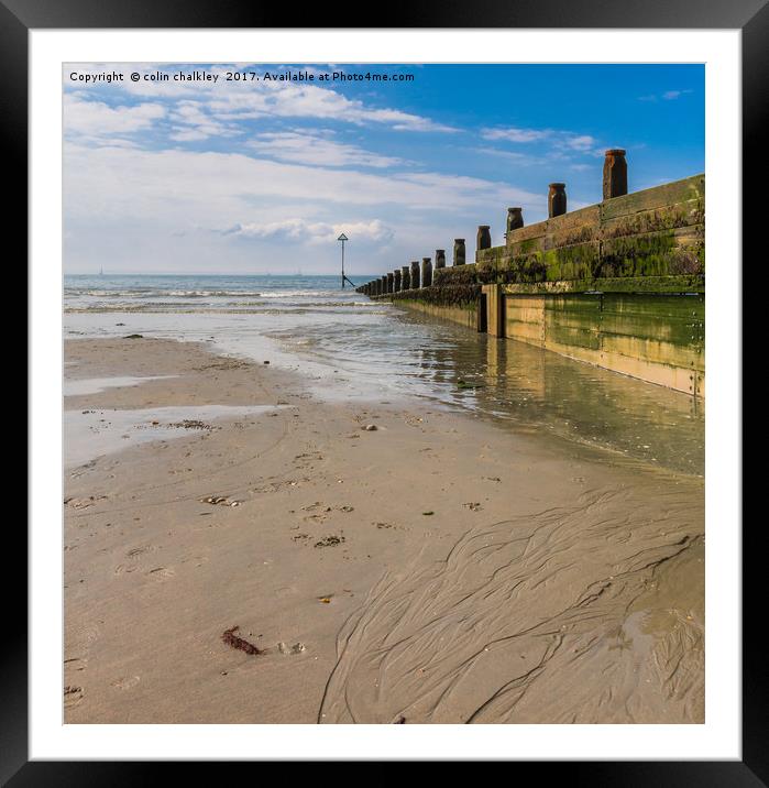 West Wittering Breakwater Framed Mounted Print by colin chalkley
