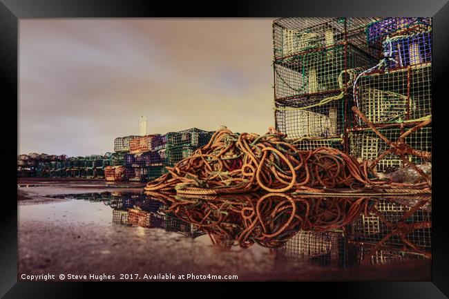 Fishing ropes and reflections Framed Print by Steve Hughes