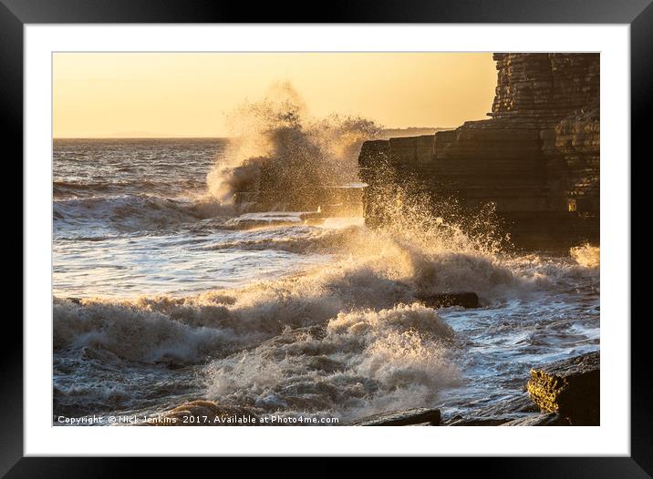 Rough Seas Dunraven Bay Glamorgan Heritage Coast Framed Mounted Print by Nick Jenkins
