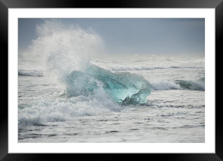 Glacial Iceberg in Beach Surf. Framed Mounted Print by Natures' Canvas: Wall Art  & Prints by Andy Astbury