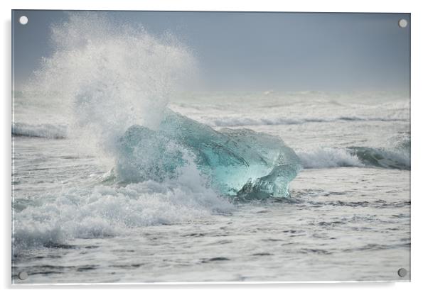 Glacial Iceberg in Beach Surf. Acrylic by Natures' Canvas: Wall Art  & Prints by Andy Astbury