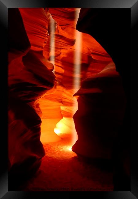 Beams Of Light In Antelope Canyon  Framed Print by Christiane Schulze
