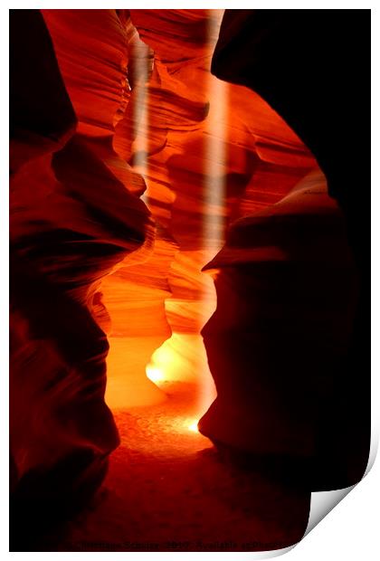 Beams Of Light In Antelope Canyon  Print by Christiane Schulze