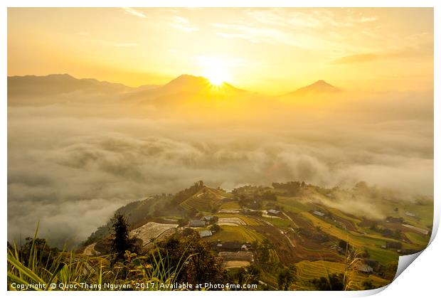 Dawn on Hoang Su Phi district, Ha Giang, Vietnam Print by Quoc Thang Nguyen
