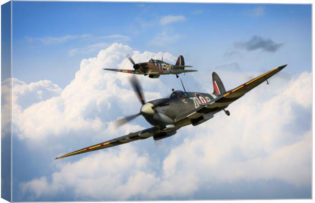 Spitfire & Hurricane Canvas Print by J Biggadike