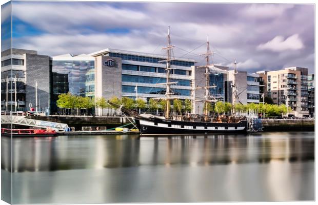 Jeanie Johnston on the Liffey Canvas Print by Valerie Paterson