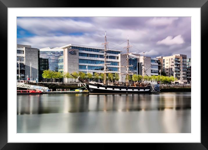 Jeanie Johnston on the Liffey Framed Mounted Print by Valerie Paterson