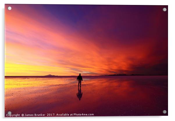 Sunset Inspiration Salar de Uyuni Bolivia Acrylic by James Brunker