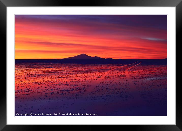 Spectacular Sunset Journey Salar de Uyuni Bolivia Framed Mounted Print by James Brunker