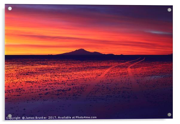 Spectacular Sunset Journey Salar de Uyuni Bolivia Acrylic by James Brunker
