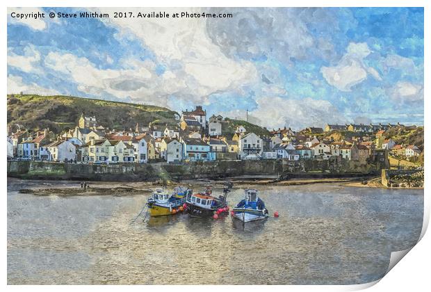 Staithes Harbour Watercolour Print by Steve Whitham
