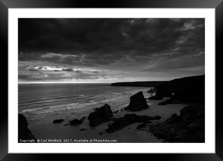 Bedruthan Steps in Cornwall, England. Framed Mounted Print by Carl Whitfield