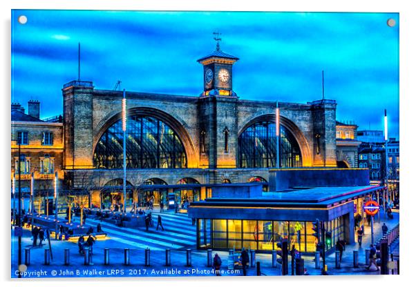 Kings Cross Station at Dusk  London England Acrylic by John B Walker LRPS
