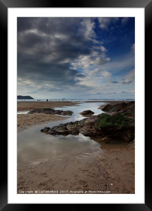 Polzeath beach in Cornwall, England. Framed Mounted Print by Carl Whitfield