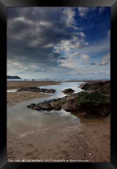 Polzeath beach in Cornwall, England. Framed Print by Carl Whitfield