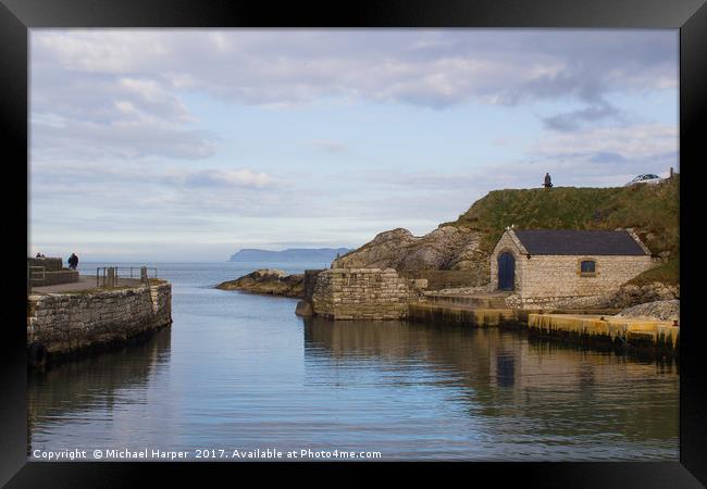 The harbor at Ballintoy in Northern Ireland Framed Print by Michael Harper