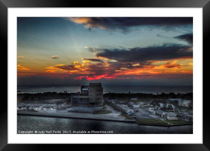Port Everglades Sunrise Framed Mounted Print by Judy Hall-Folde