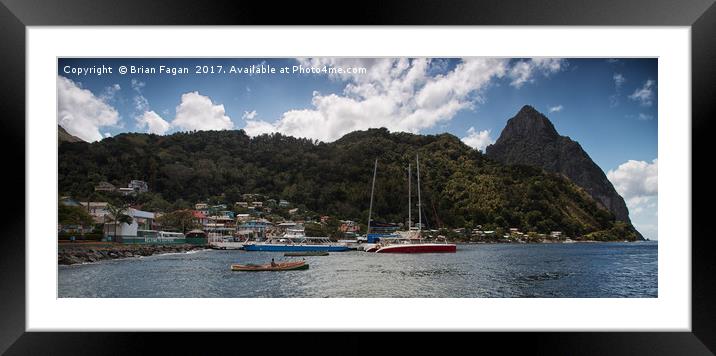 The Pitons, Soufriere Framed Mounted Print by Brian Fagan