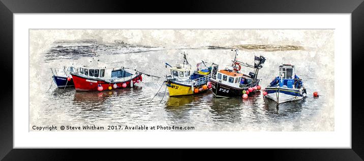 The fishing boats of Staithes. Framed Mounted Print by Steve Whitham