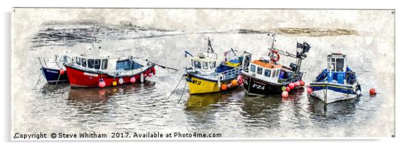 The fishing boats of Staithes. Acrylic by Steve Whitham