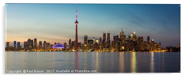 Toronto and the CN Tower at night Acrylic by Paul Brewer