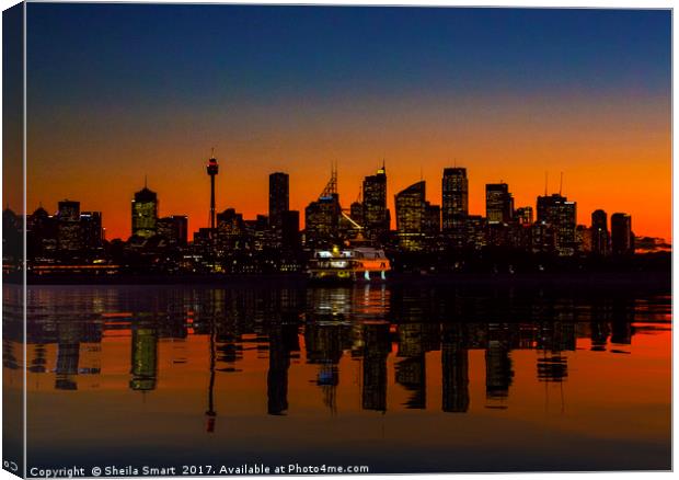 Sydney night skyline Canvas Print by Sheila Smart