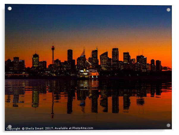 Sydney night skyline Acrylic by Sheila Smart