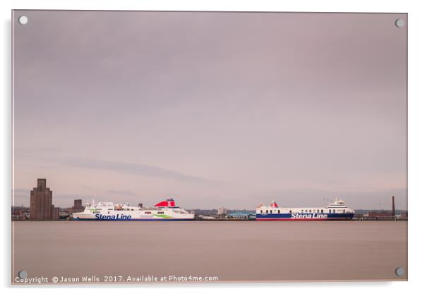 Stenaline boats back to back Acrylic by Jason Wells