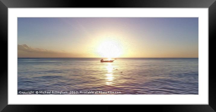 Barbados Sunset Oil Painting Framed Mounted Print by Michael Billingham