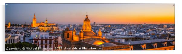 Sevilla Panorama at Night Acrylic by Michael Billingham