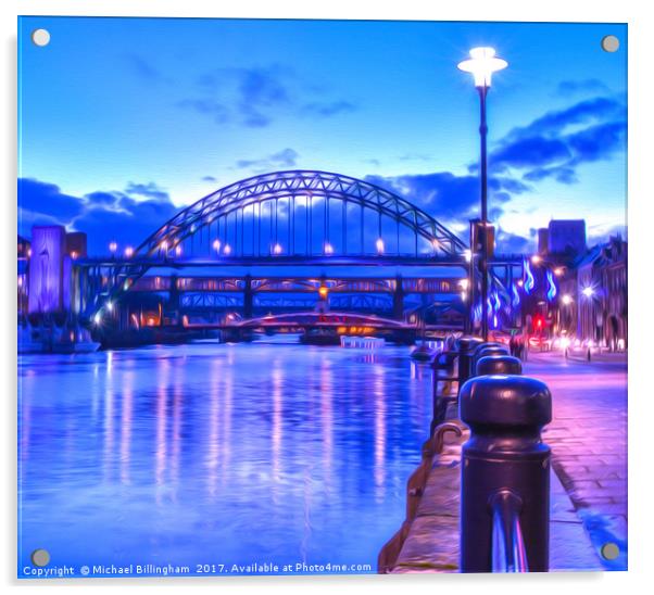 Newcastle Quayside Acrylic by Michael Billingham