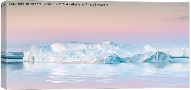 Pastel Dawn Over the Kangia Icefjord in Greenland Canvas Print by Richard Burdon