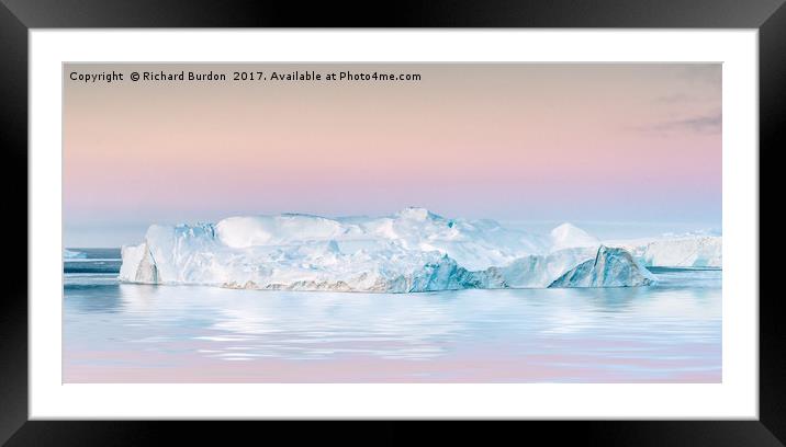 Pastel Dawn Over the Kangia Icefjord in Greenland Framed Mounted Print by Richard Burdon
