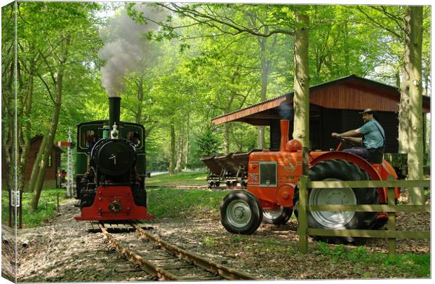 Train and Tractor Canvas Print by Alan Barnes