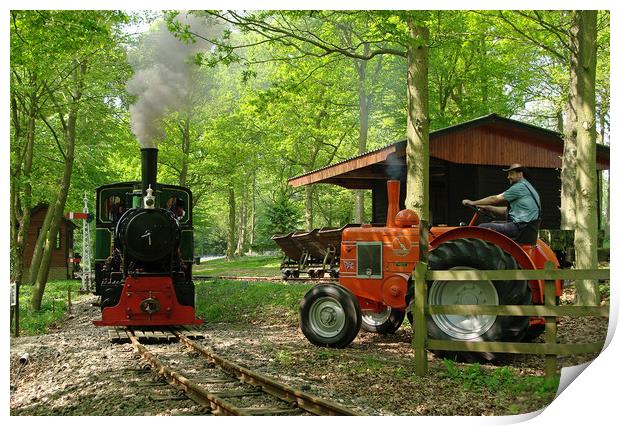 Train and Tractor Print by Alan Barnes