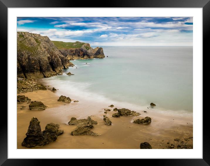 Majestic Rocks rising over beautiful Flimston. Framed Mounted Print by Colin Allen
