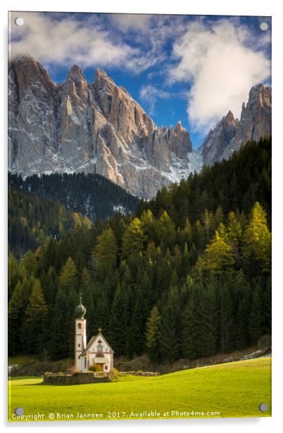 St Johann - Dolomites IV Acrylic by Brian Jannsen