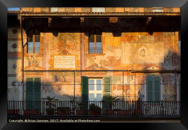Old Building - Verona Framed Print by Brian Jannsen