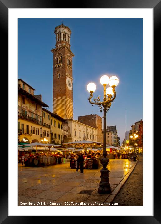 Piazza Erbe - Verona Framed Mounted Print by Brian Jannsen