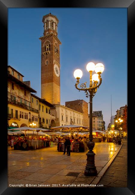 Piazza Erbe - Verona Framed Print by Brian Jannsen