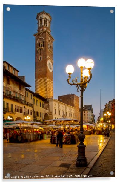 Piazza Erbe - Verona Acrylic by Brian Jannsen