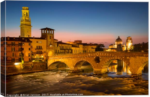 Ponte Pietra - Verona Italy Canvas Print by Brian Jannsen