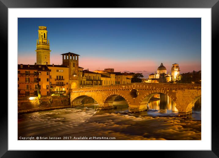 Ponte Pietra - Verona Italy Framed Mounted Print by Brian Jannsen