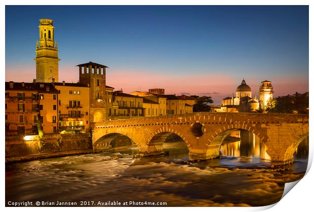 Ponte Pietra - Verona Italy Print by Brian Jannsen