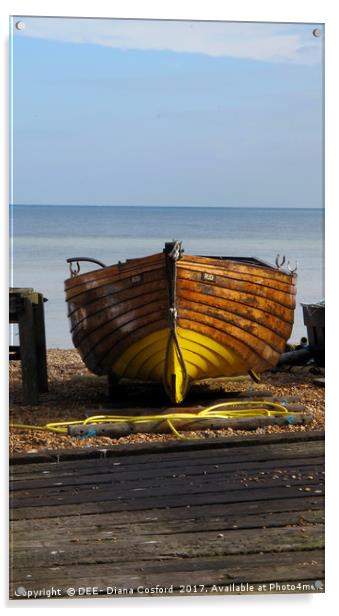 Rudi, fishing boat Deal shore, Kent. Acrylic by DEE- Diana Cosford