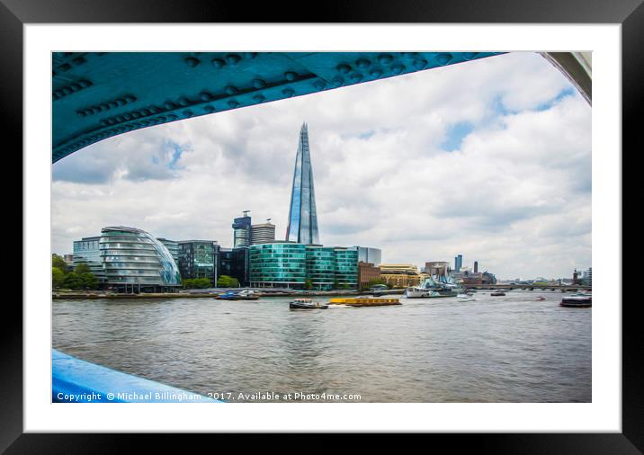 The Shard Though The Bridge Framed Mounted Print by Michael Billingham