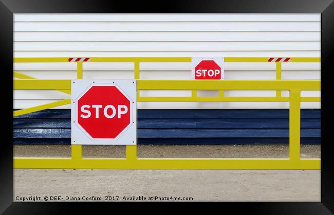 Going Nowhere Lifeboat Stop Notices to all Framed Print by DEE- Diana Cosford