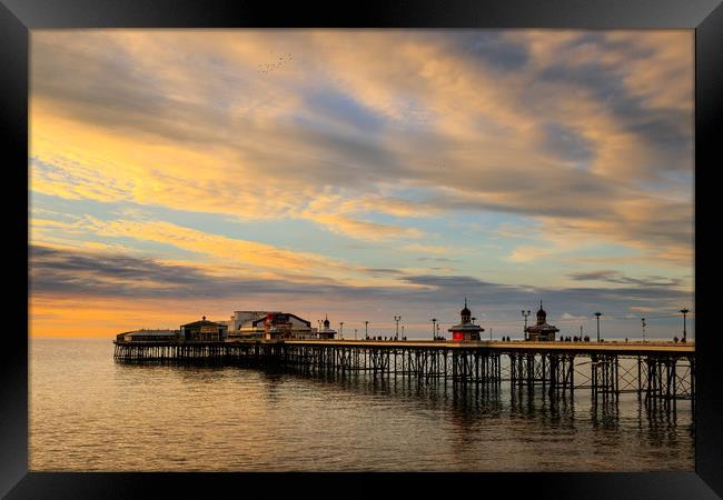 Blackpool north pier at sunset in winter  Framed Print by chris smith