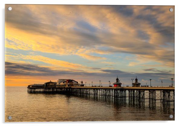 Blackpool north pier at sunset in winter  Acrylic by chris smith