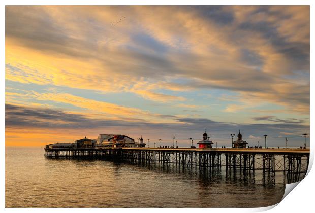 Blackpool north pier at sunset in winter  Print by chris smith